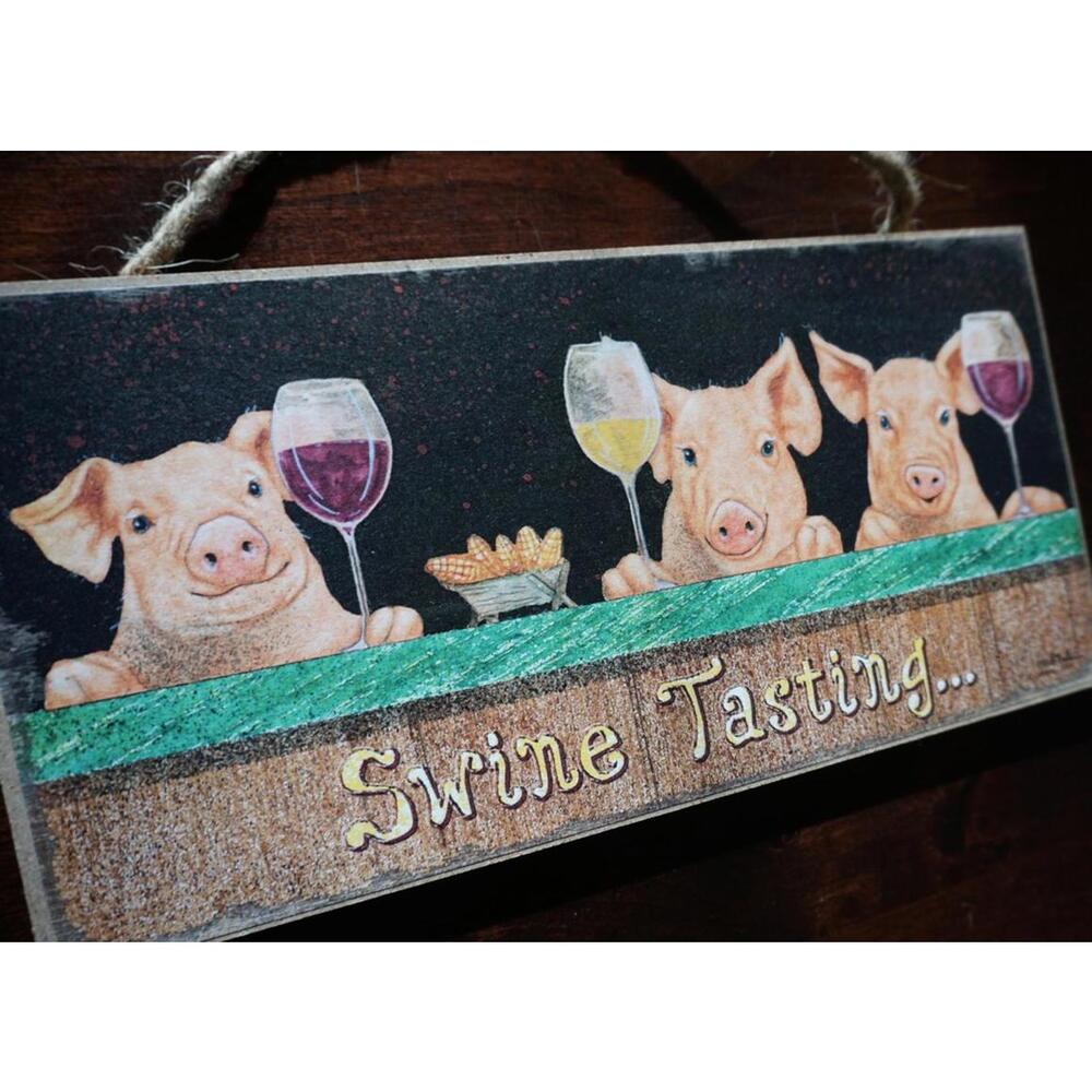 SWINE TASTING PIGS SIGN Wine Cellar Bar Tavern Rustic Country Kitchen Home Decor